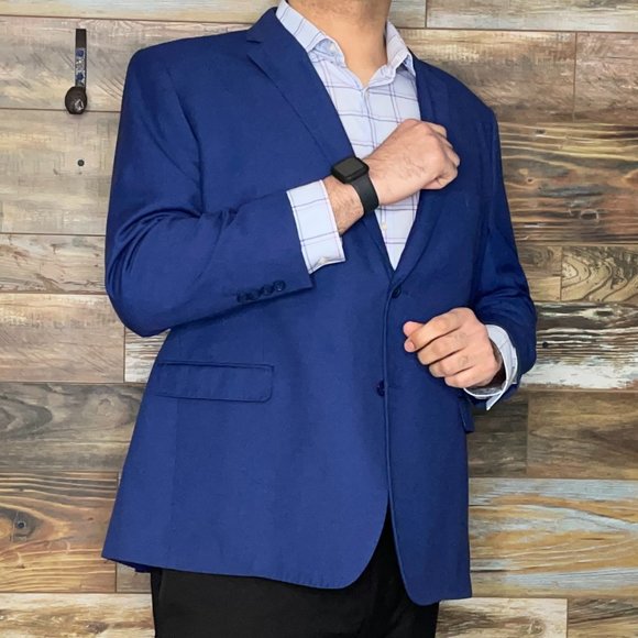 Eleganza Platinum by Giorgio Sanetti Modern Fit Blue Blazer Sport Jacket 48R - Picture 4 of 10